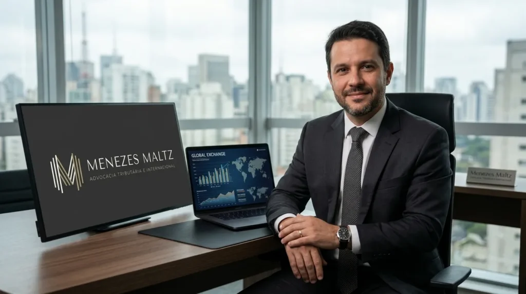 Advogado especialista analisando dados do acordo crs brasil em escritorio moderno